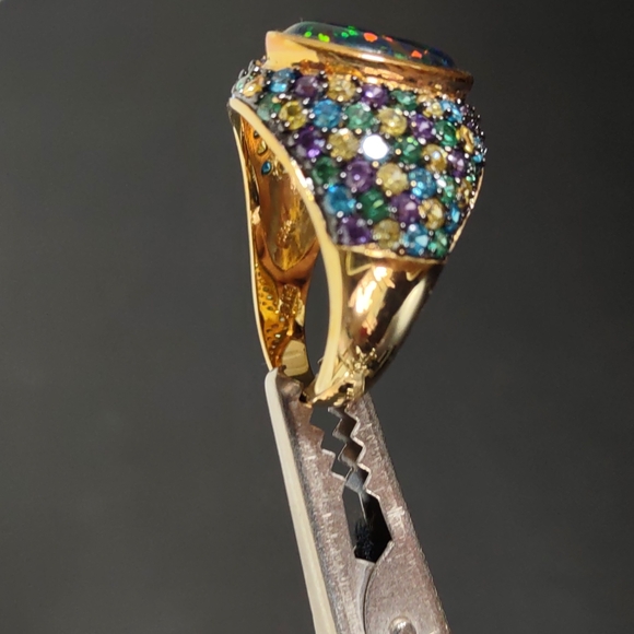 Technibond™ Cubic Zirconia  w/Lab Created Opal Triplet Ring - Picture 12 of 12